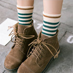 Korean Striped Knitting Long Socks Winter Fall Novelty Pinstripe Warm Thermal Cotton Socks For Women Men