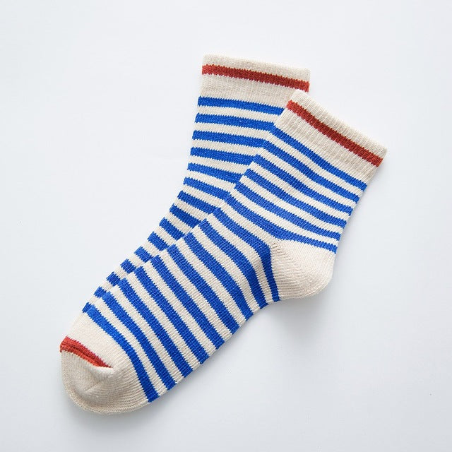 Korean Striped Knitting Long Socks Winter Fall Novelty Pinstripe Warm Thermal Cotton Socks For Women Men