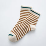 Korean Striped Knitting Long Socks Winter Fall Novelty Pinstripe Warm Thermal Cotton Socks For Women Men