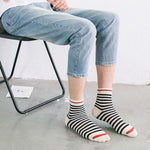 Korean Striped Knitting Long Socks Winter Fall Novelty Pinstripe Warm Thermal Cotton Socks For Women Men